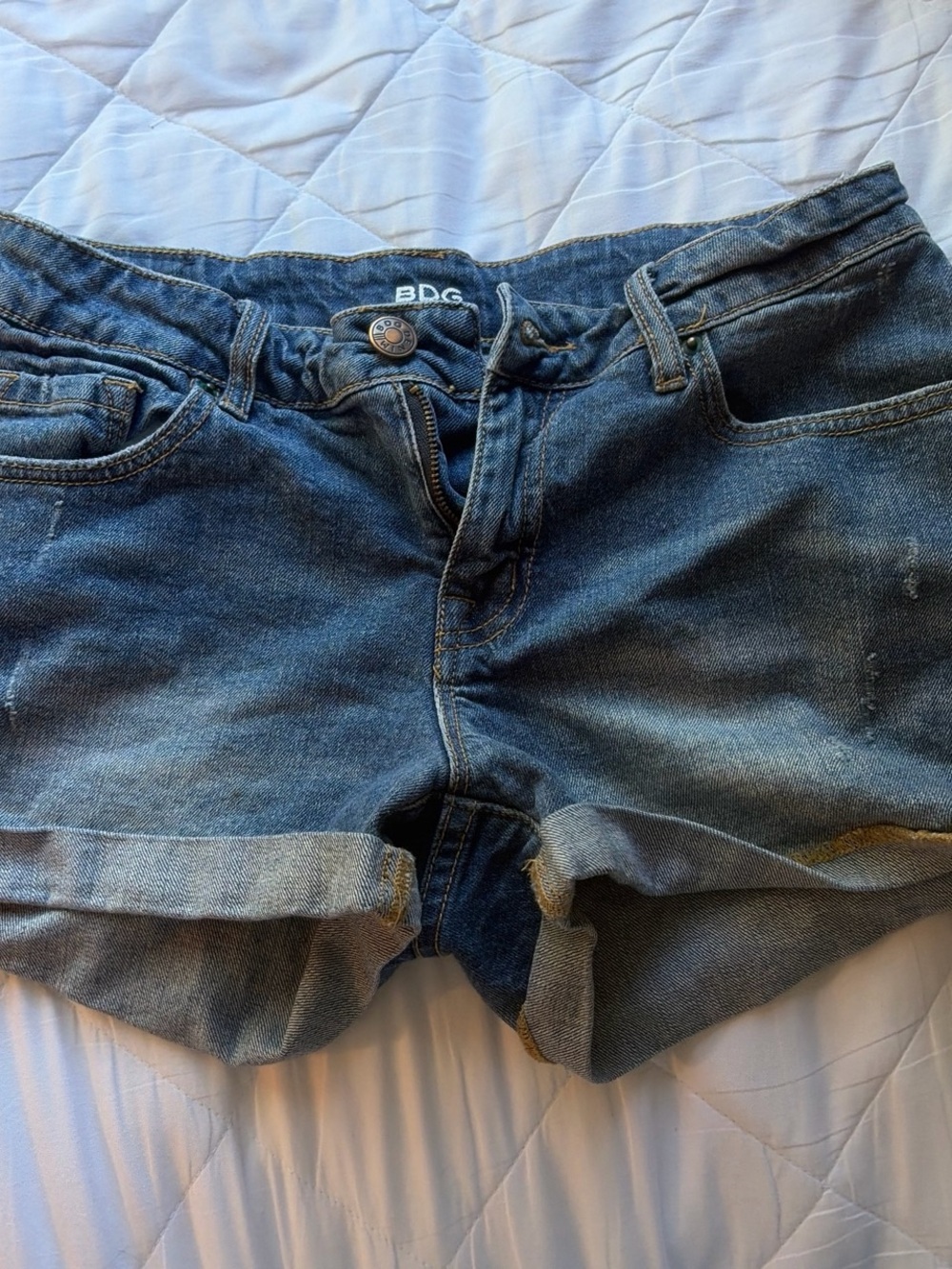 BDG Blue Rolled-Hem Denim Shorts